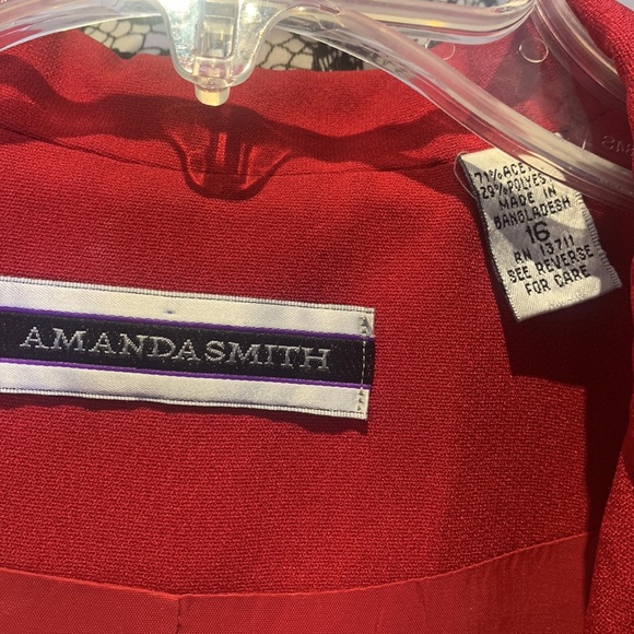 EUC Amanda Smith Red 2 Pc Long Skirt Suit, 16 - Picture 3 of 9